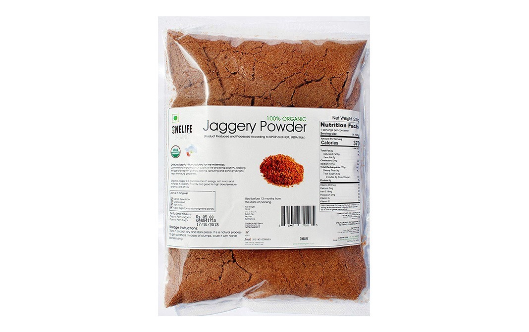 Onelife Organic Jaggery Powder    Pack  500 grams